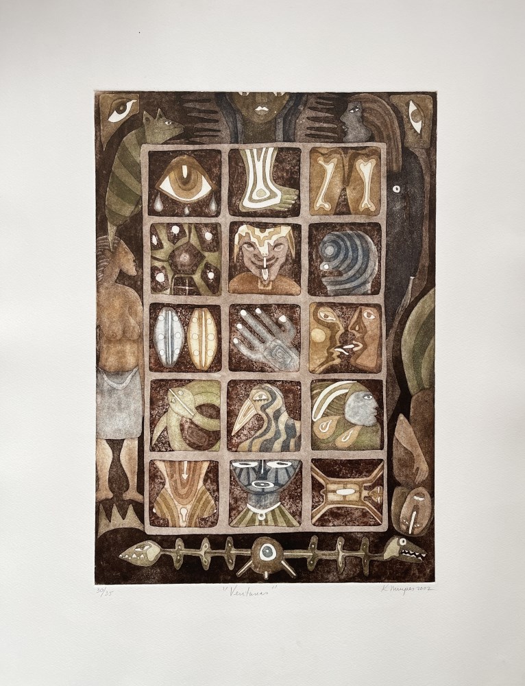 Lot #1467: KARIMA MUYAES - Ventanas - Color etching with aquatint