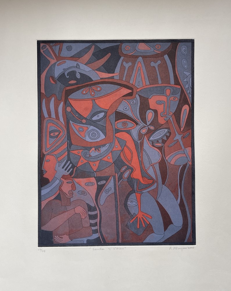 Lot #1484: KARIMA MUYAES - Voces y Cantos - Color etching with aquatint