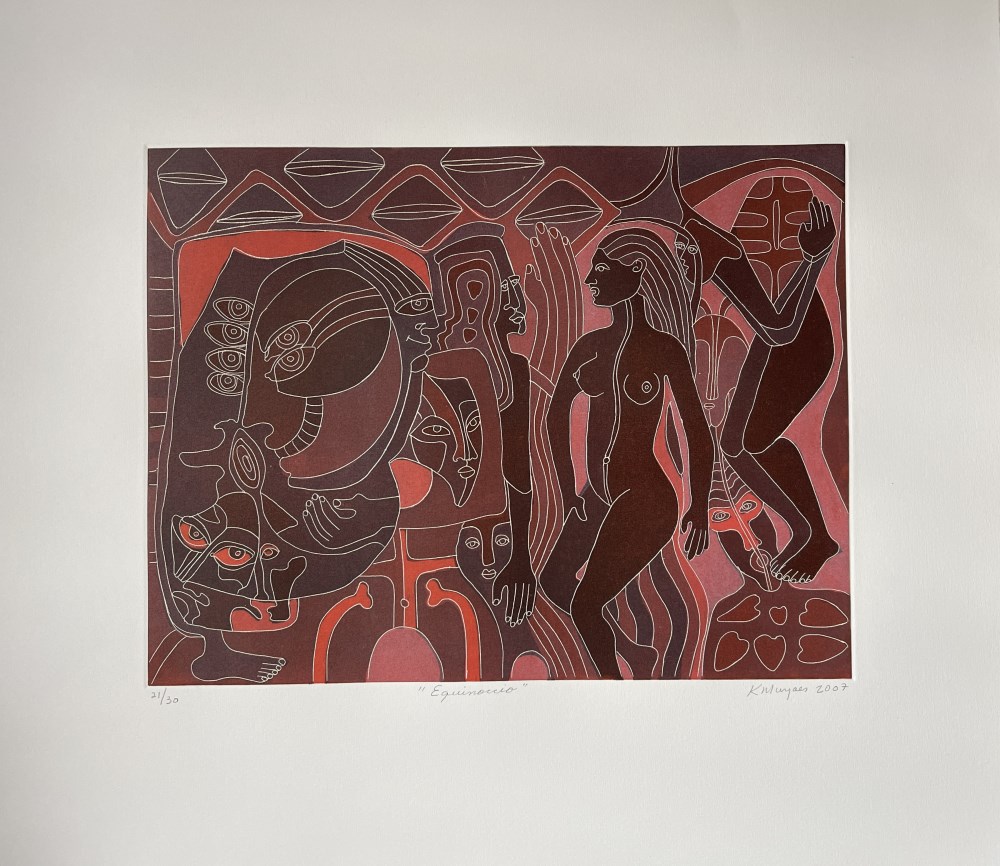Lot #954: KARIMA MUYAES - Equinoccio - White line color etching with aquatint