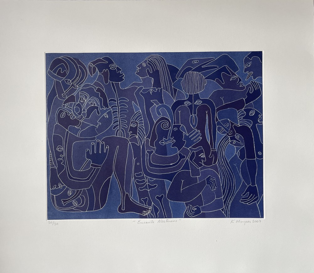 Lot #174: KARIMA MUYAES - Encanto Nocturno - White line color etching with aquatint