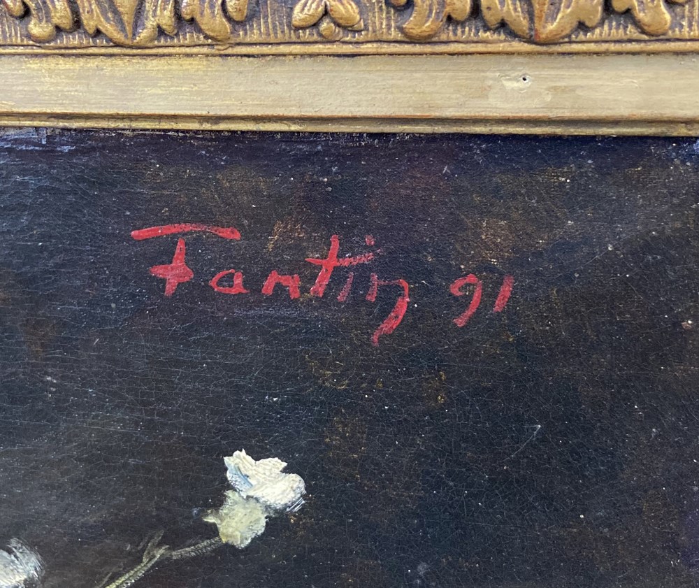 Lot #1193: HENRI FANTIN-LATOUR [impute] - Nature morte: fleurs veloutes - Oil on canvas