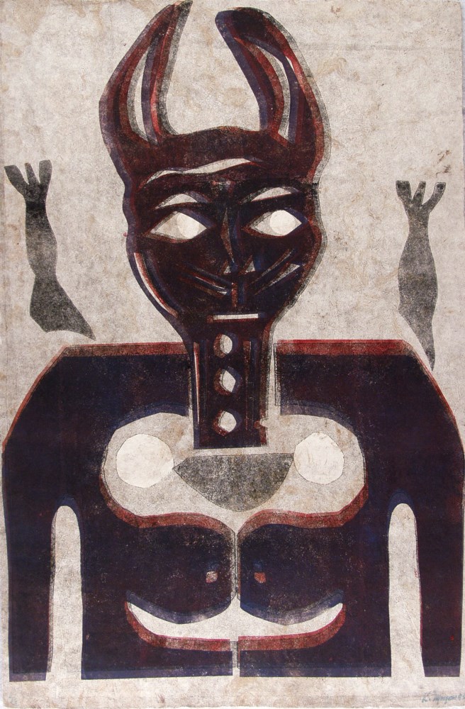 Lot #49: KARIMA MUYAES - Behind the Cat - Color stencil monoprint