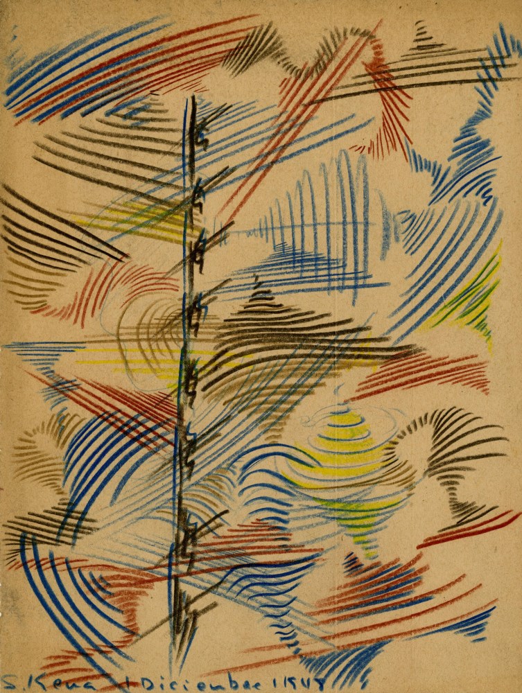 Lot #407: JALED MUYAES - Non-objective Composition #01A - Colored pencil