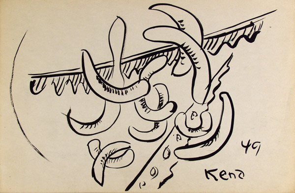 Lot #2620: JALED MUYAES - Non-objective Composition #7 - Pen and ink on paper
