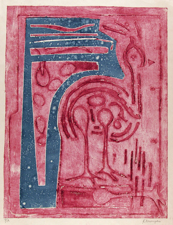 Lot #2666: KARIMA MUYAES - Ostrich - Color collagraph
