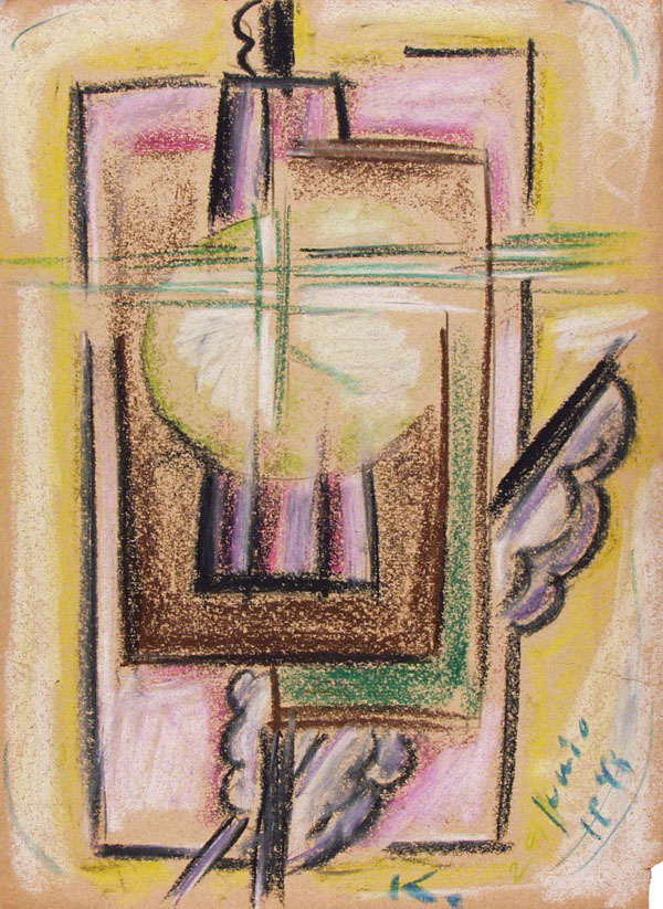 Lot #411: JALED MUYAES - Non-objective Composition #22 - Color crayon drawing