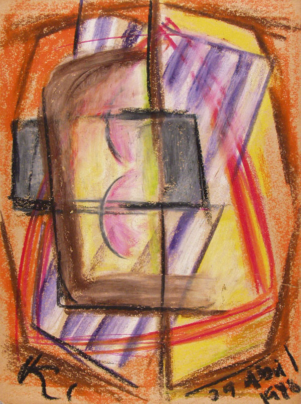 Lot #455: JALED MUYAES - Non-Objective Composition #23 - Gouache and crayon
