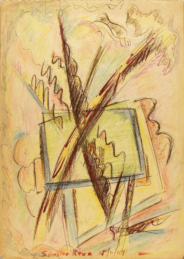 Lot #1204: JALED MUYAES - Non-objective Composition #24 - Pen and crayon drawing