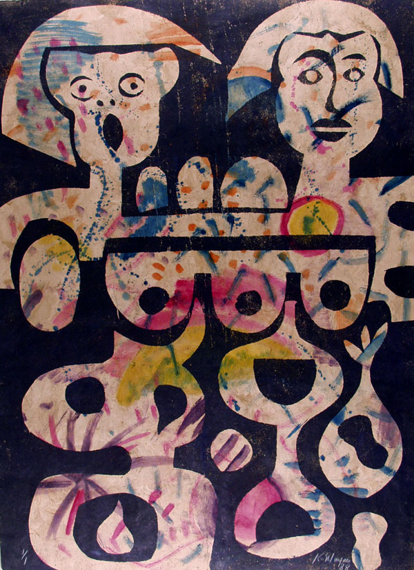 Lot #17: KARIMA MUYAES - Amantes Azules - Color stencil monoprint