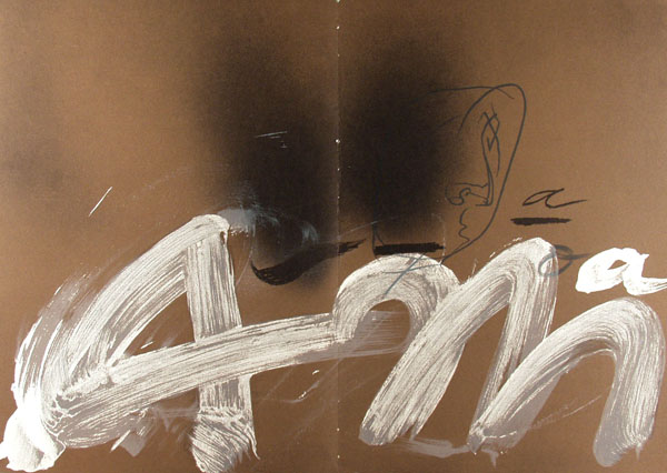 Lot #2570: ANTONI TAPIES - Hommage a Aime Maeght - Original color lithograph