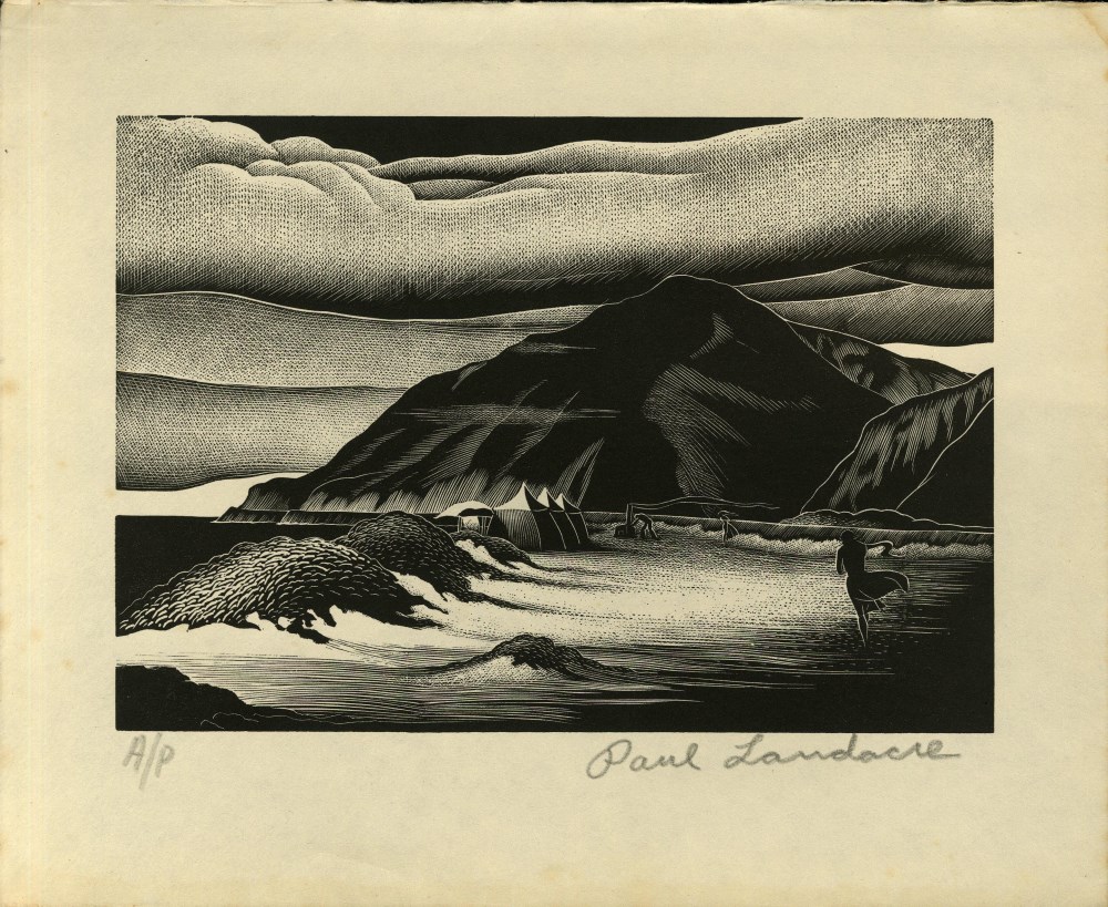 Lot #1840: PAUL LANDACRE - Campers - Wood engraving