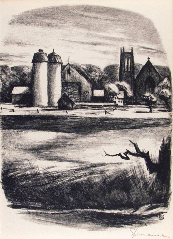 Lot #1925: BENTON MURDOCH SPRUANCE - Newtown Towers - Lithograph