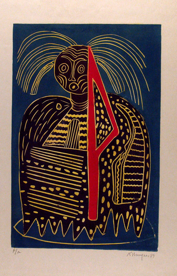 Lot #1973: KARIMA MUYAES - Parabola del Mar - Color linoleum cut