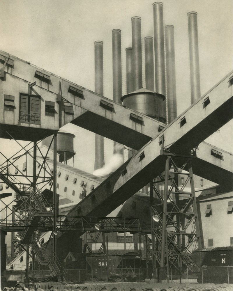 Lot #986: CHARLES SHEELER - Ford Plant, River Rouge, Criss-Crossed Conveyors - Original vintage photogravure