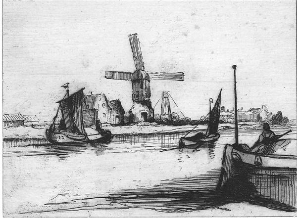 Lot #3040: REMBRANDT (REMBRANDT HARMENSZ VAN RIJN) [d'aprs] - The Angler in a Boat - Etching