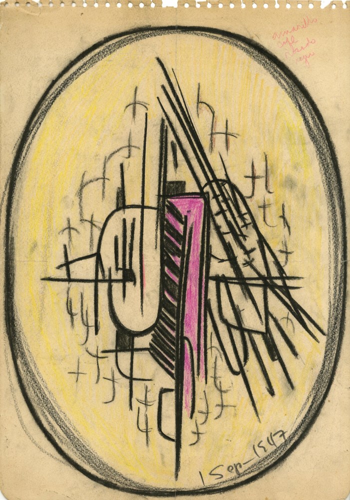 Lot #254: JALED MUYAES - Homenaje a Braque - Pastel and charcoal on paper