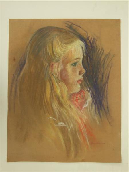 Lot #2758: MARIE BRUNER BURT HAINES - Portrait of Elizabeth - Pastel on paper