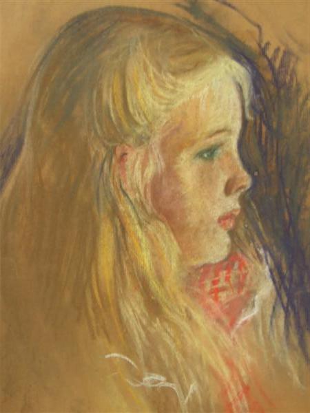 Lot #2758: MARIE BRUNER BURT HAINES - Portrait of Elizabeth - Pastel on paper