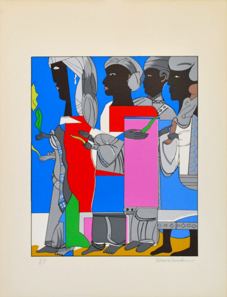 Lot #938: ROMARE BEARDEN - Easter Procession - Color silkscreen