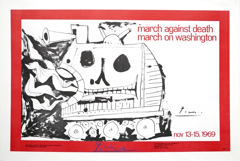 Lot #336: PABLO PICASSO - March against Death - March on Washington - Original color letterset/letterpress