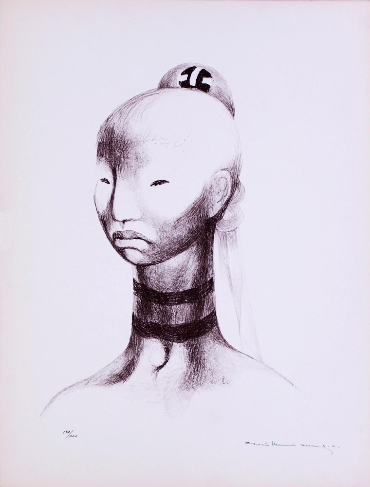 Lot #2209: GUILLERMO MEZA - Habia en Ellos Sabiduria - Lithograph in brown ink