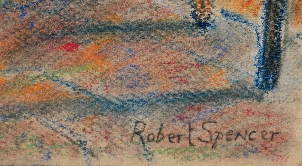 Lot #589: ROBERT SPENCER - Still-life with Chair - Pastel on paper