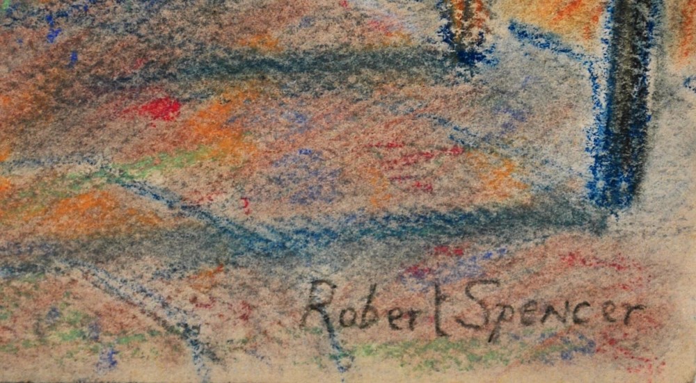 Lot #612: ROBERT SPENCER - Still-life with Chair - Pastel on paper