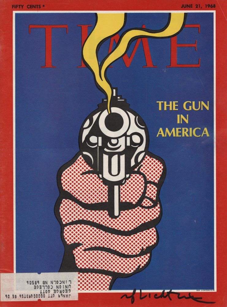 Lot #2156: ROY LICHTENSTEIN - The Gun in America - Color offset lithograph