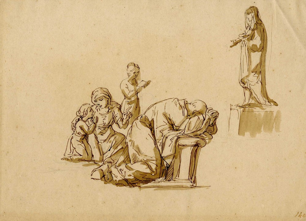 Lot #767: ITALIAN SCHOOL [17th-18th century] - Adoration of the Virgin - Pen and ink with wash drawing