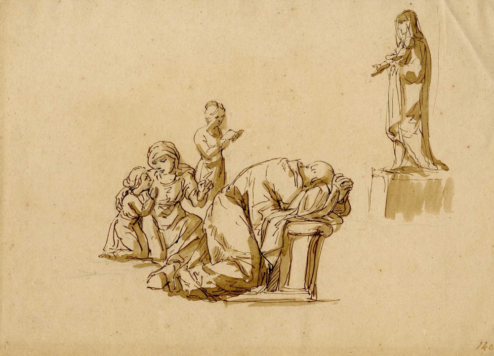 Lot #760: ITALIAN SCHOOL [17th-18th century] - Adoration of the Virgin - Pen and ink with wash drawing