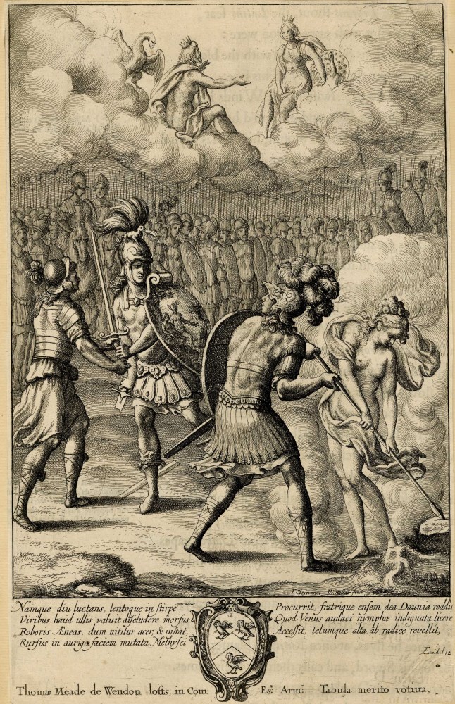 Lot #3091: WENCESLAUS HOLLAR - The Last Fight of Aeneas and Turnus - Etching with drypoint