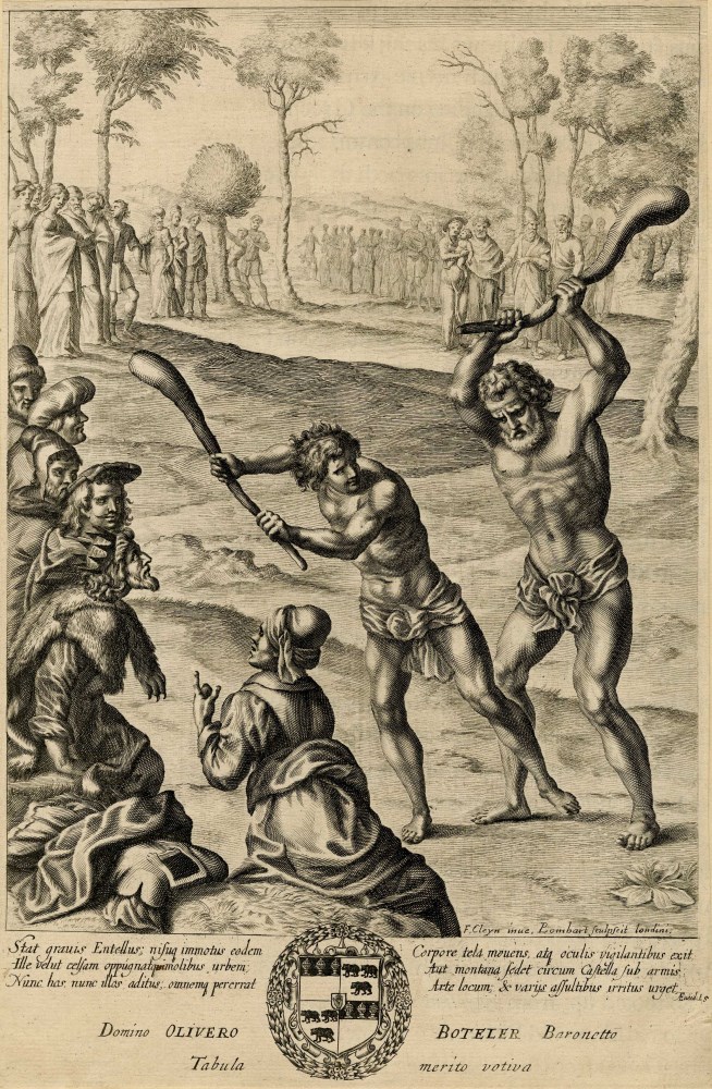 Lot #2320: WENCESLAUS HOLLAR - Duel between Dares and Entellus - Etching