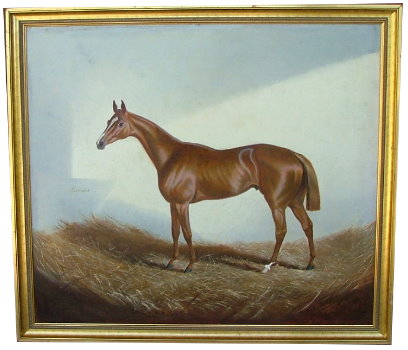 Lot #653: ALFONSO GRAY/GREY - The Racehorse 'Recorder' - Oil on canvas