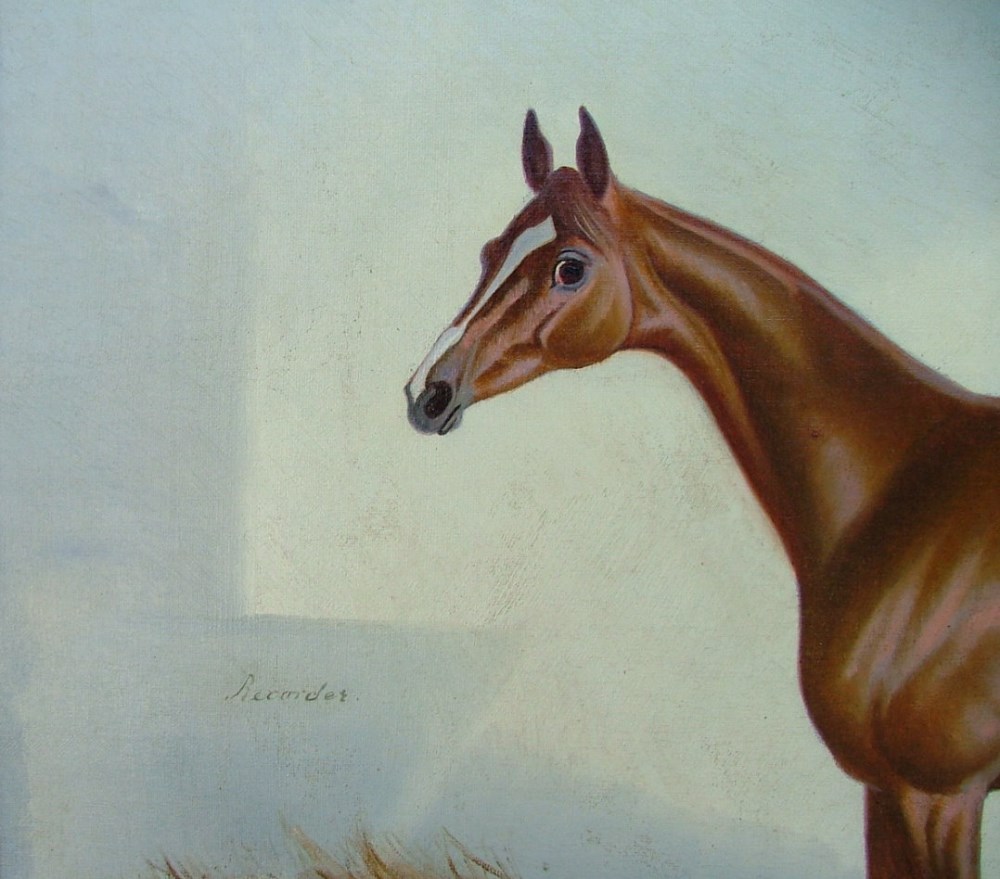 Lot #635: ALFONSO GRAY/GREY - The Racehorse 'Recorder' - Oil on canvas