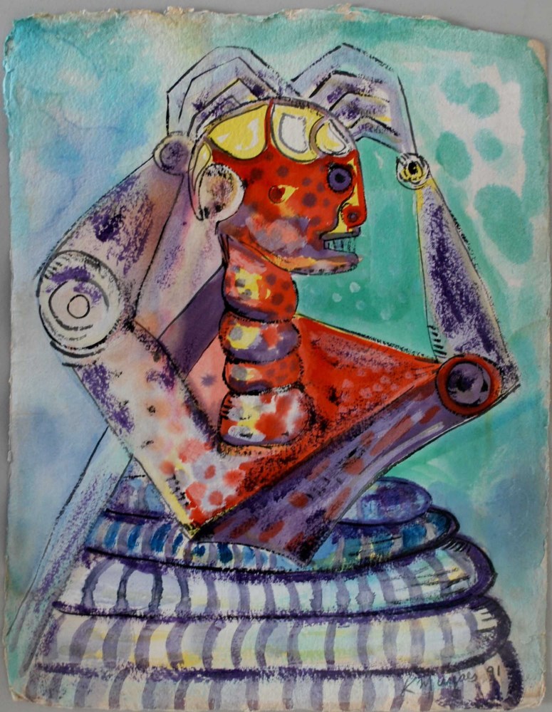 Lot #344: KARIMA MUYAES - Matrix - Pen and ink with colored inks and watercolor, drawing on paper