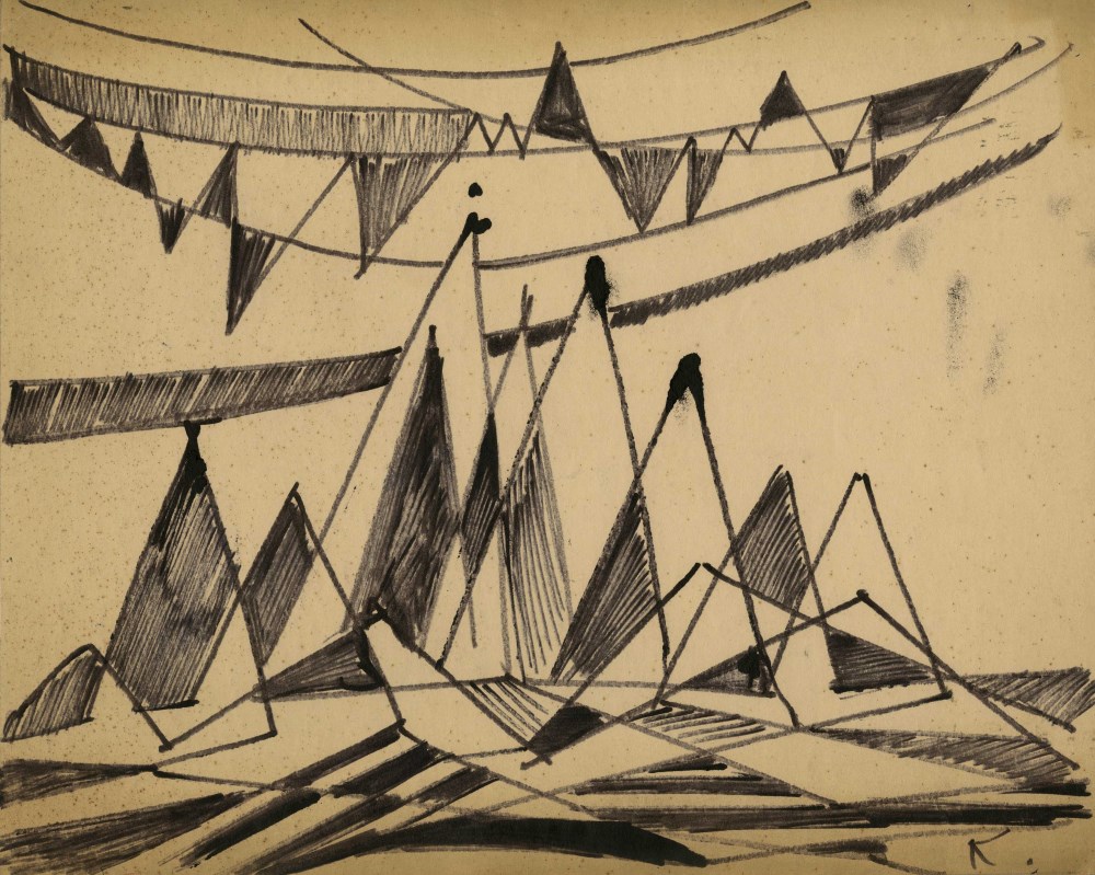 Lot #1934: JALED MUYAES - Non-objective Composition #50C - Pen and ink drawing