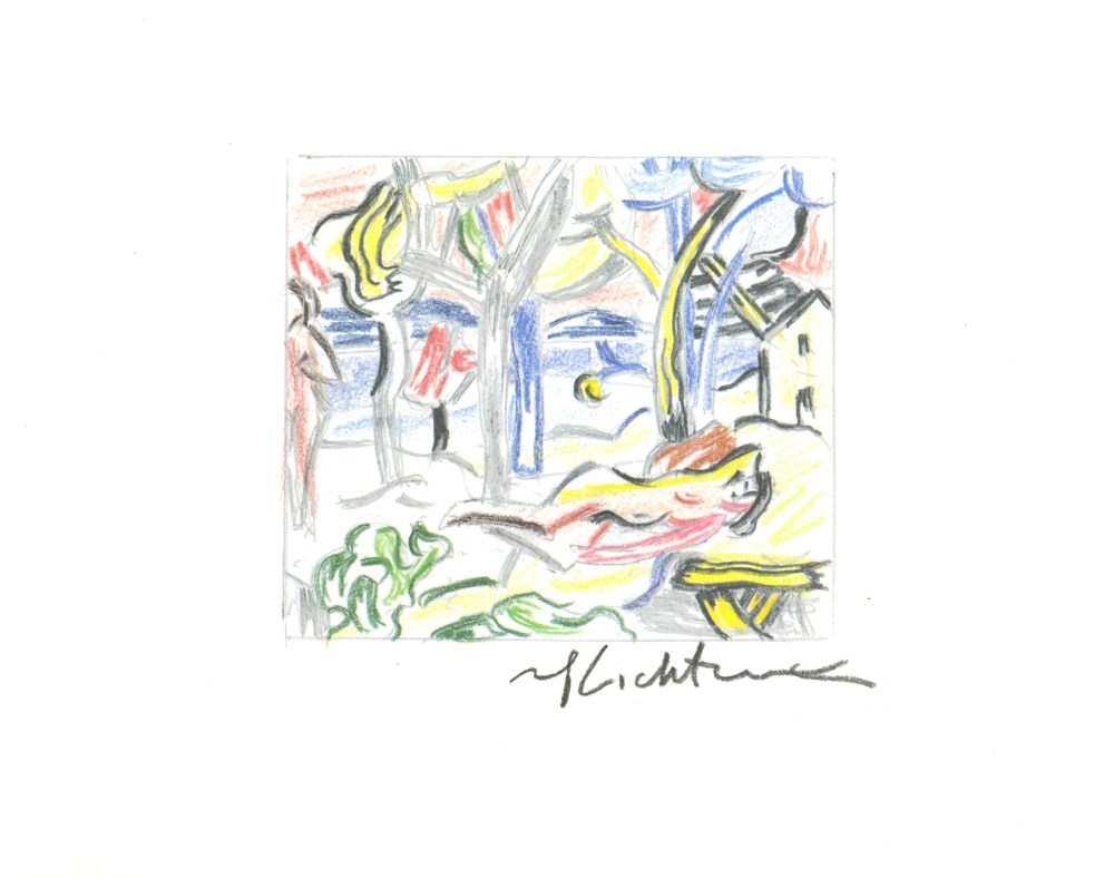 Lot #2816: ROY LICHTENSTEIN - Reclining Figure in Landscape - Color offset lithograph