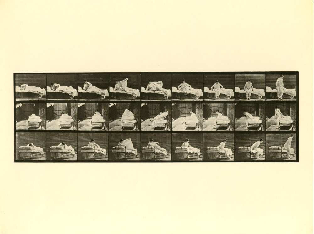 Lot #3265: EADWEARD MUYBRIDGE [d'aprs] - Woman Getting up from Bed - Original photogravure