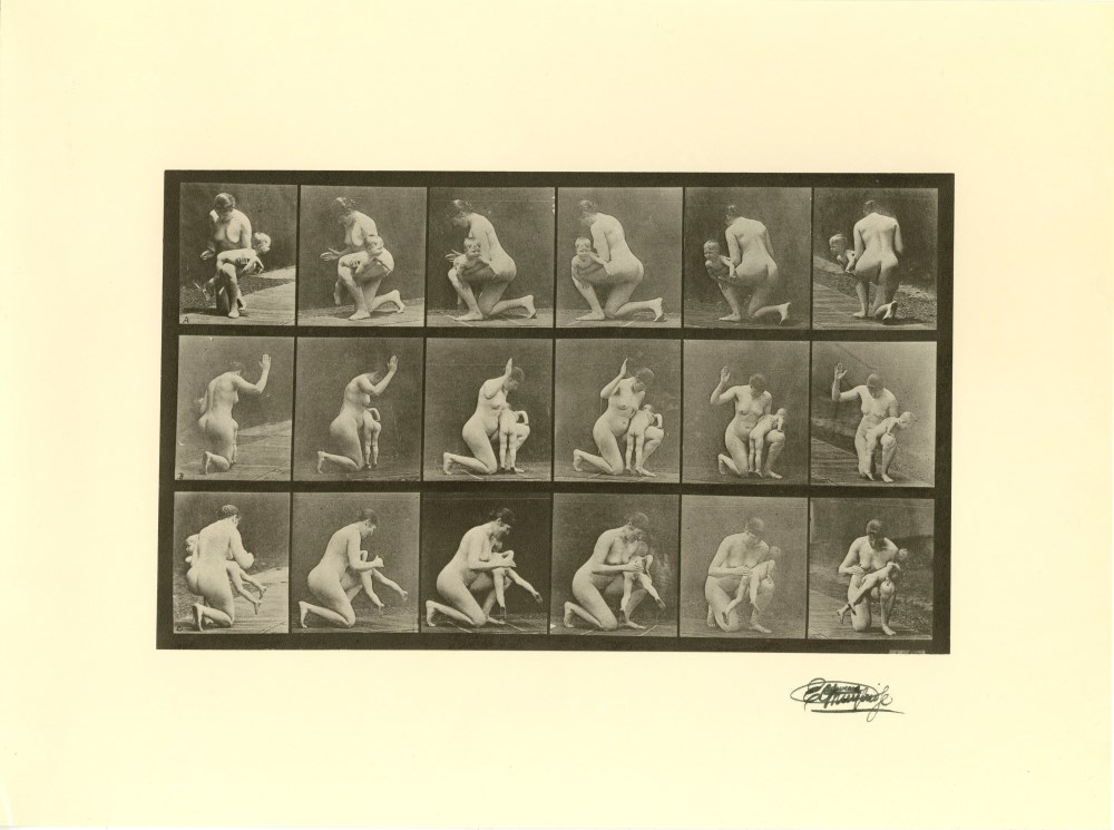 Lot #3266: EADWEARD MUYBRIDGE [d'aprs] - Woman Spanking a Child - Original photogravure