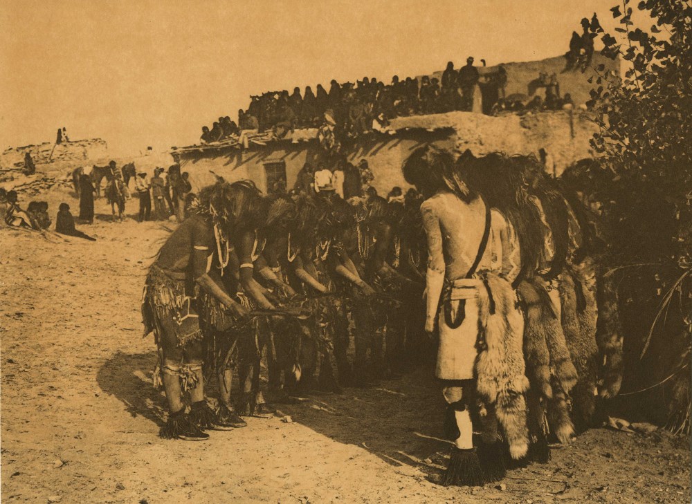 Lot #787: EDWARD S. CURTIS - Antelopes and Snakes at Oraibi - Original sepia-toned photogravure