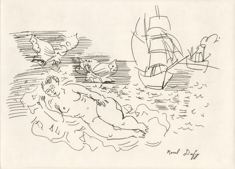 Lot #2626: RAOUL DUFY - Nu se reposant sur la plage - Etching