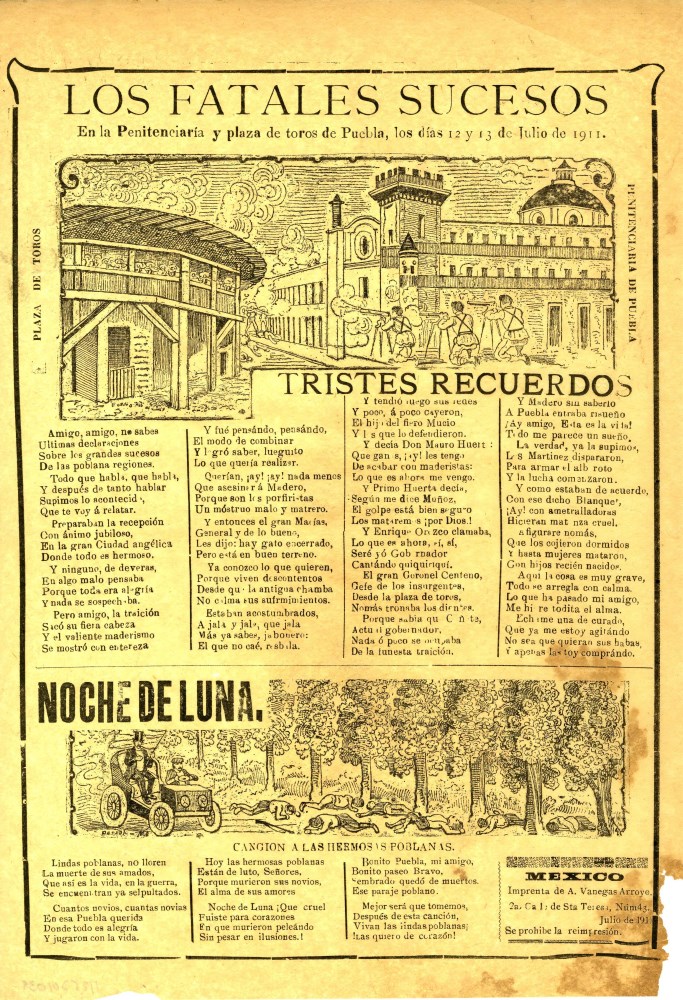 Lot #357: JOSE GUADALUPE POSADA - Los Fatales Sucesos en la Penitenciaria y Plaza de Toros - Relief engraving
