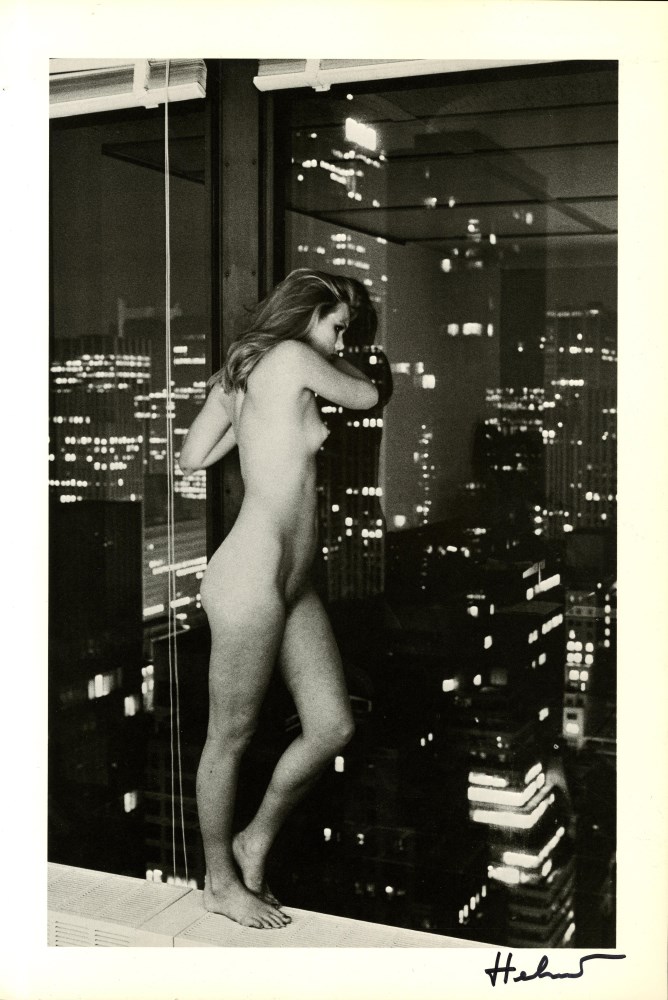 Lot #458: HELMUT NEWTON - Patti Hansen over Manhattan - Original vintage photolithograph