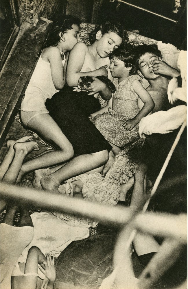 Lot #876: WEEGEE [arthur h. fellig] - Children Sleeping on a Fire Escape - Original vintage photogravure