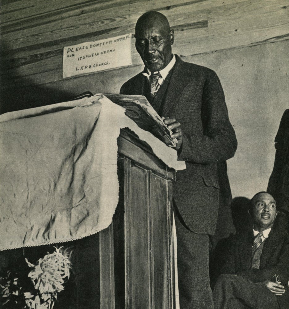 Lot #621: MARGARET BOURKE-WHITE - Sunday Sermon, College Grove, Tennessee - Original vintage photogravure