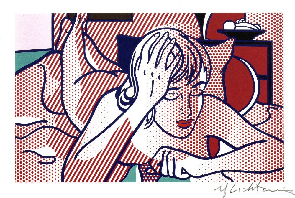 Lot #1425: ROY LICHTENSTEIN - Thinking Nude, State I - Color relief print