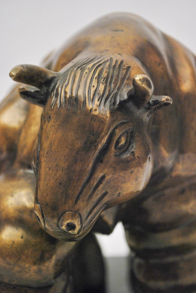 Lot #1436: FERNANDO BOTERO [impute] - Toro (dorado) - Bronze sculpture with natural patina