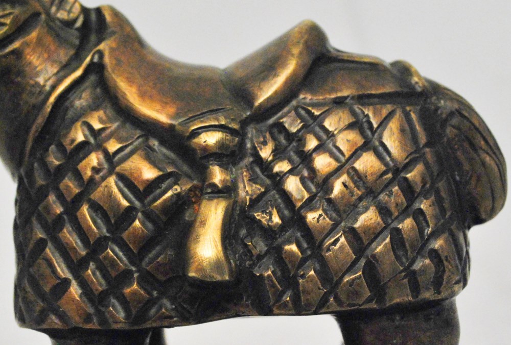 Lot #1829: FERNANDO BOTERO [impute] - Caballo con Ojos Vendados II (Dorado) (miniatura) - Bronze scuplture with natural patina
