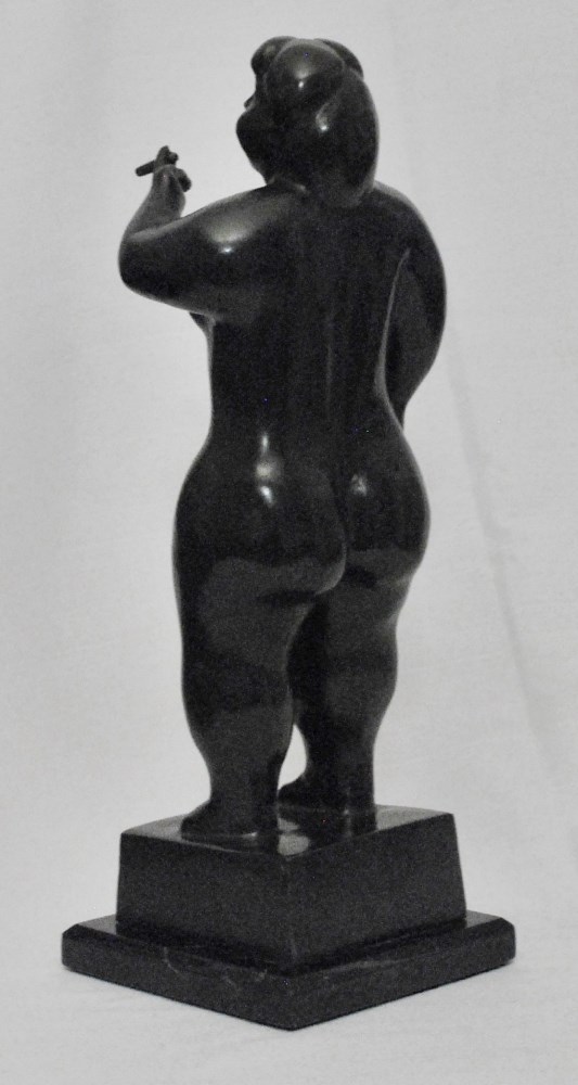 Lot #1184: FERNANDO BOTERO [impute] - Mujer desnuda, fumando puro - Bronze sculpture with dark brown patina