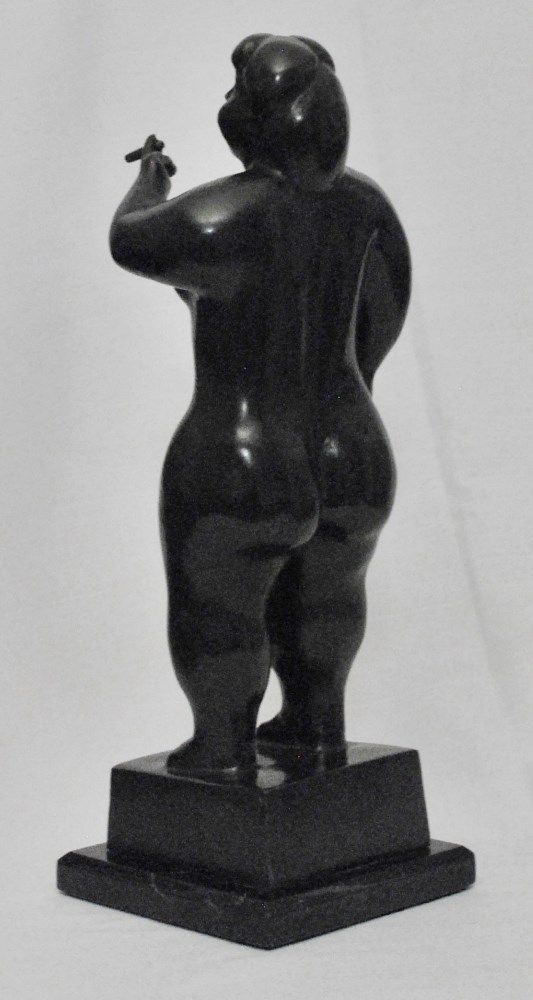 Lot #1898: FERNANDO BOTERO [imputée] - Mujer Desnuda, Fumando Puro - Bronze sculpture with dark brown patina